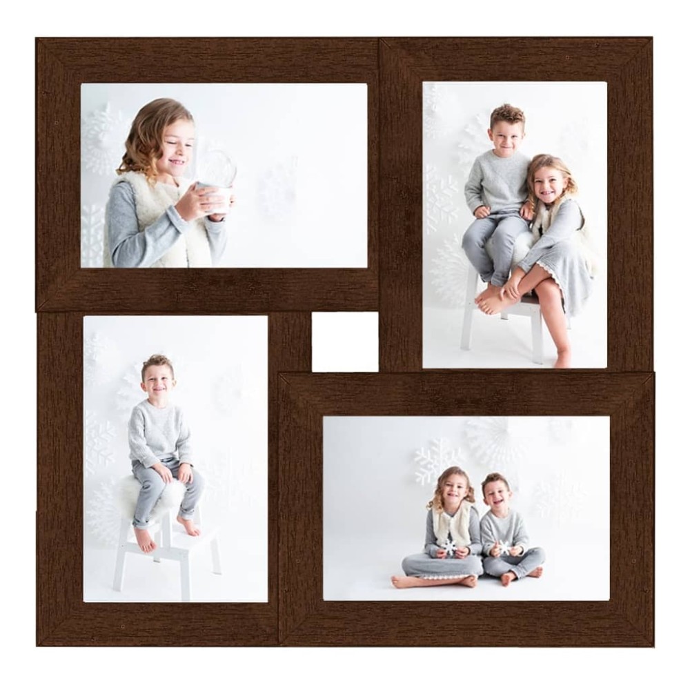 vidaXL Ramă foto colaj pentru 4x (10x15 cm) foto, maro închis, MDF