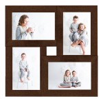 vidaXL Ramă foto colaj pentru 4x (10x15 cm) foto, maro închis, MDF vidaXL Ramă foto colaj pentru 4x (10x15 cm) foto, maro închis, MDF