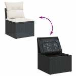 vidaXL Set mobilier grădină perne 6 piese negru poliratan/lemn acacia vidaXL Set mobilier grădină perne 6 piese negru poliratan/lemn acacia