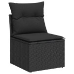 vidaXL Set mobilier grădină perne 9 piese negru poliratan/lemn acacia vidaXL Set mobilier grădină perne 9 piese negru poliratan/lemn acacia