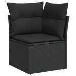 vidaXL Set mobilier grădină perne 9 piese negru poliratan/lemn acacia vidaXL Set mobilier grădină perne 9 piese negru poliratan/lemn acacia