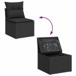 vidaXL Set mobilier grădină perne 9 piese negru poliratan/lemn acacia vidaXL Set mobilier grădină perne 9 piese negru poliratan/lemn acacia