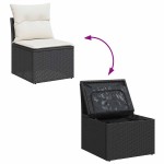 vidaXL Set mobilier grădină perne 9 piese negru poliratan/lemn acacia vidaXL Set mobilier grădină perne 9 piese negru poliratan/lemn acacia