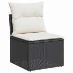 vidaXL Set mobilier grădină perne 8 piese negru, poliratan/lemn acacia vidaXL Set mobilier grădină perne 8 piese negru, poliratan/lemn acacia