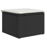 vidaXL Set mobilier grădină perne 8 piese negru, poliratan/lemn acacia vidaXL Set mobilier grădină perne 8 piese negru, poliratan/lemn acacia