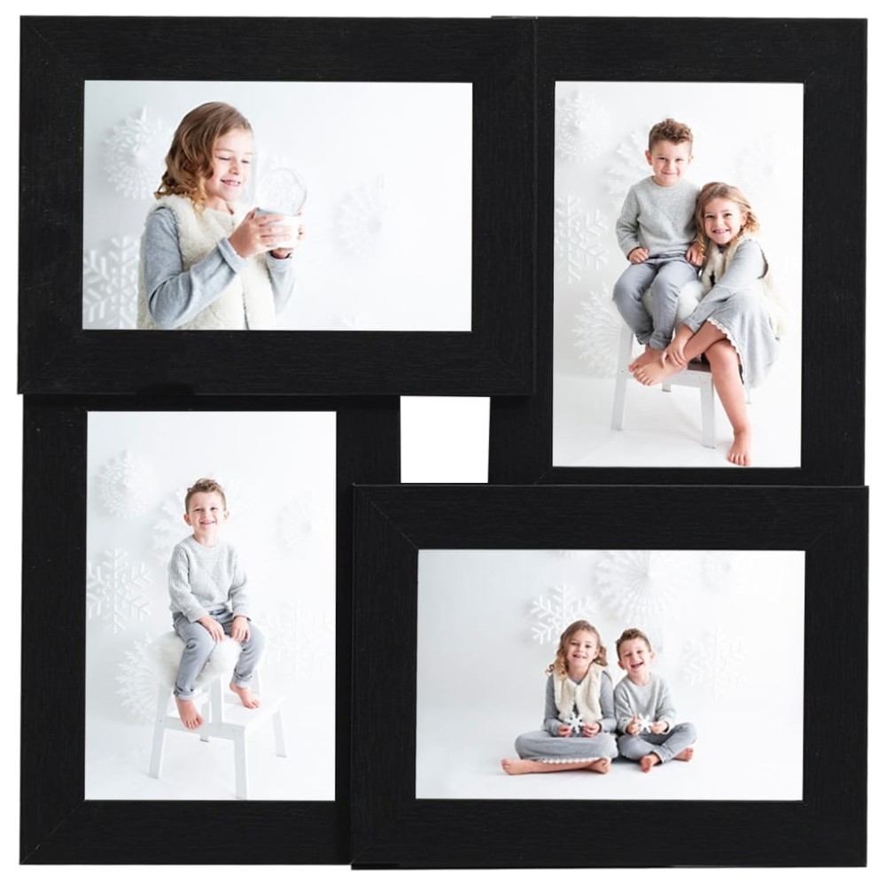 vidaXL Ramă foto colaj, negru, 4x (10x15 cm) foto, MDF