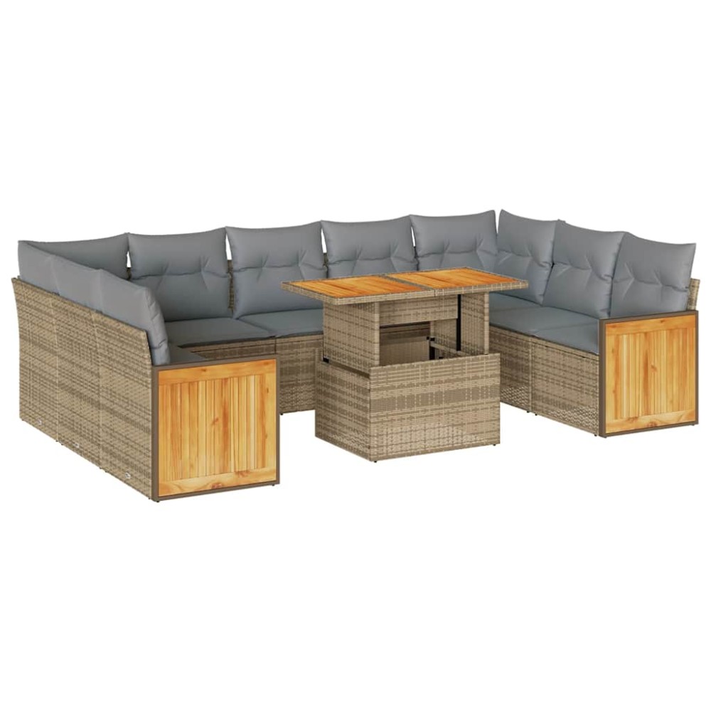 vidaXL Set canapele de grădină cu perne, 10 piese, bej, poliratan