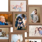 vidaXL Ramă foto colaj maro deschis, pentru 10 foto x (10x15 cm), MDF vidaXL Ramă foto colaj maro deschis, pentru 10 foto x (10x15 cm), MDF