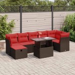vidaXL Set mobilier grădină perne 8 piese maro, poliratan vidaXL Set mobilier grădină perne 8 piese maro, poliratan