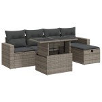 vidaXL Set mobilier grădină cu perne, 6 piese, gri, poliratan