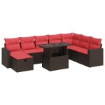 vidaXL Set mobilier grădină perne 9 piese maro poliratan/lemn acacia vidaXL Set mobilier grădină perne 9 piese maro poliratan/lemn acacia