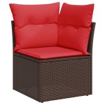 vidaXL Set mobilier grădină perne 9 piese maro poliratan/lemn acacia vidaXL Set mobilier grădină perne 9 piese maro poliratan/lemn acacia
