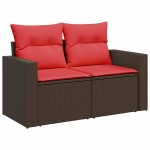 vidaXL Set mobilier grădină perne 9 piese maro poliratan/lemn acacia vidaXL Set mobilier grădină perne 9 piese maro poliratan/lemn acacia