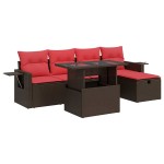 vidaXL Set mobilier grădină perne 6 piese maro poliratan vidaXL Set mobilier grădină perne 6 piese maro poliratan