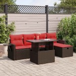 vidaXL Set mobilier grădină perne 6 piese maro poliratan vidaXL Set mobilier grădină perne 6 piese maro poliratan