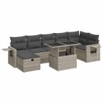 vidaXL Set mobilier de grădină cu perne, 8 piese gri deschis poliratan