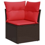 vidaXL Set mobilier grădină perne 8 piese maro, poliratan/lemn acacia vidaXL Set mobilier grădină perne 8 piese maro, poliratan/lemn acacia