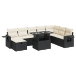 vidaXL Set mobilier de grădină cu perne, 9 piese, negru, poliratan vidaXL Set mobilier de grădină cu perne, 9 piese, negru, poliratan