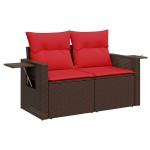 vidaXL Set mobilier grădină perne 9 piese maro poliratan/lemn acacia vidaXL Set mobilier grădină perne 9 piese maro poliratan/lemn acacia