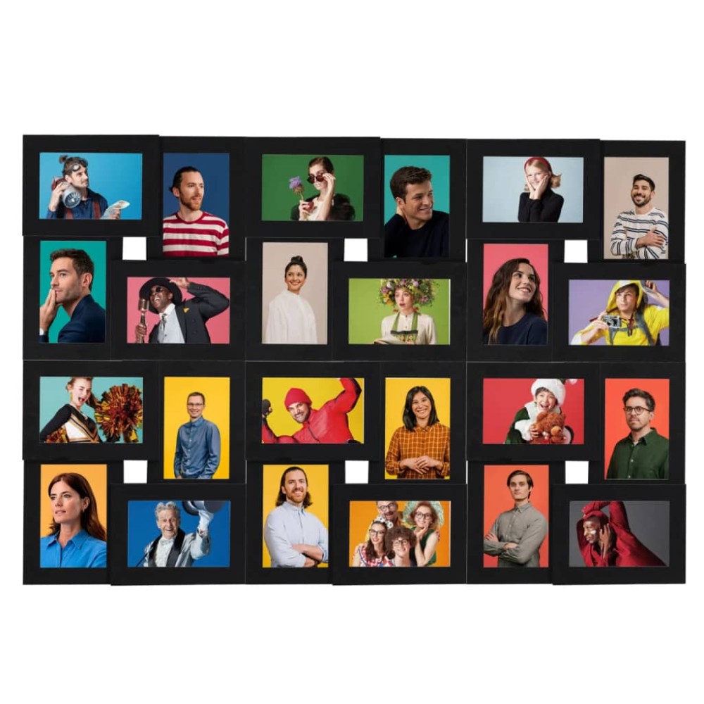 vidaXL Ramă foto colaj, negru, 24 x foto (13x18 cm), MDF