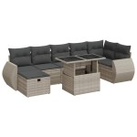 vidaXL Set mobilier de grădină cu perne, 8 piese gri deschis poliratan vidaXL Set mobilier de grădină cu perne, 8 piese gri deschis poliratan