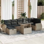 vidaXL Set mobilier de grădină cu perne, 8 piese gri deschis poliratan vidaXL Set mobilier de grădină cu perne, 8 piese gri deschis poliratan