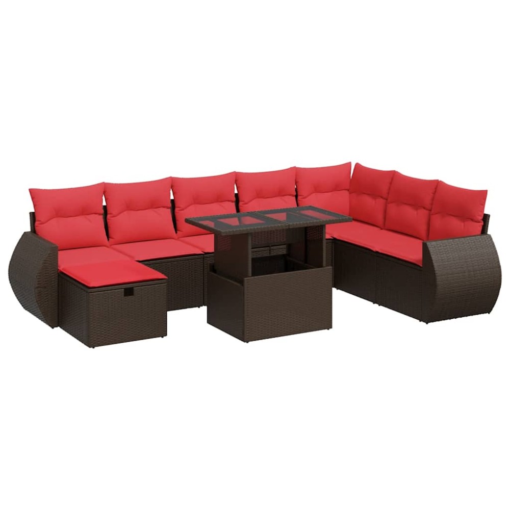 vidaXL Set mobilier grădină perne 9 piese negru poliratan/lemn acacia