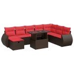 vidaXL Set mobilier grădină perne 9 piese negru poliratan/lemn acacia vidaXL Set mobilier grădină perne 9 piese negru poliratan/lemn acacia