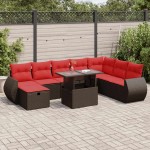 vidaXL Set mobilier grădină perne 9 piese negru poliratan/lemn acacia vidaXL Set mobilier grădină perne 9 piese negru poliratan/lemn acacia