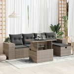 vidaXL Set mobilier grădină cu perne, 6 piese, gri, poliratan