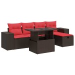 vidaXL Set mobilier grădină perne 6 piese maro poliratan vidaXL Set mobilier grădină perne 6 piese maro poliratan