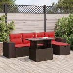 vidaXL Set mobilier grădină perne 6 piese maro poliratan vidaXL Set mobilier grădină perne 6 piese maro poliratan