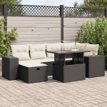 vidaXL Set mobilier de grădină cu perne, 8 piese, negru, poliratan vidaXL Set mobilier de grădină cu perne, 8 piese, negru, poliratan