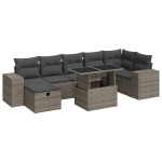 vidaXL Set canapea de grădină cu perne, 5 piese, gri, poliratan
