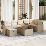 vidaXL Set canapele de grădină cu perne 5 piese bej poliratan/acacia vidaXL Set canapele de grădină cu perne 5 piese bej poliratan/acacia