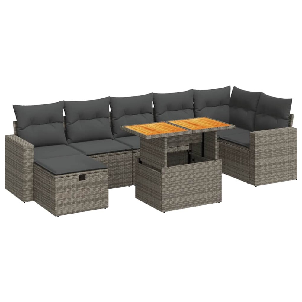 vidaXL Set canapea de grădină cu perne, 5 piese, poliratan/lemn acacia