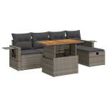 vidaXL Set mobilier grădină cu perne 6 piese gri poliratan/lemn acacia