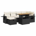 vidaXL Set mobilier grădină perne 8 piese negru, poliratan/lemn acacia vidaXL Set mobilier grădină perne 8 piese negru, poliratan/lemn acacia