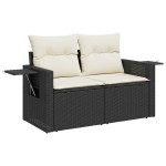 vidaXL Set mobilier grădină perne 8 piese negru, poliratan/lemn acacia vidaXL Set mobilier grădină perne 8 piese negru, poliratan/lemn acacia