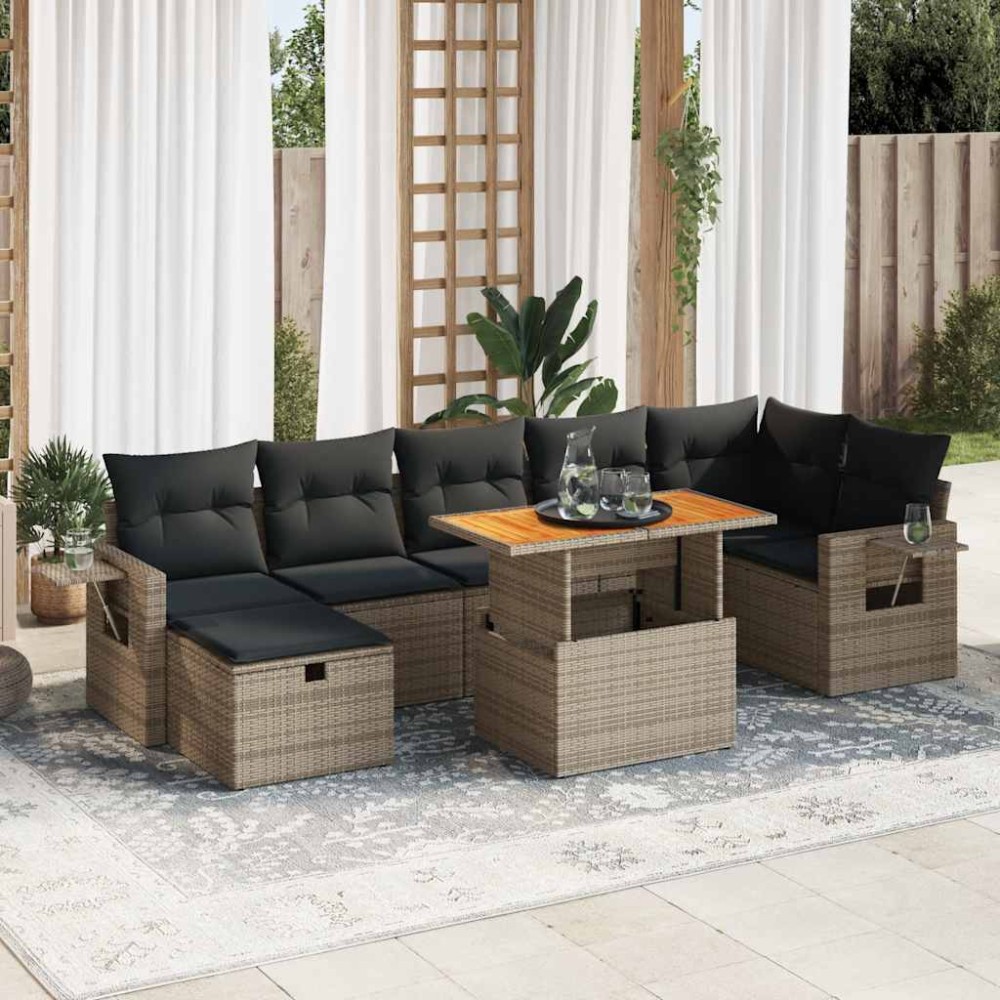 vidaXL Set canapea de grădină cu perne, 5 piese, poliratan/lemn acacia
