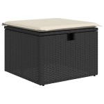 vidaXL Set mobilier grădină perne 8 piese negru, poliratan/lemn acacia vidaXL Set mobilier grădină perne 8 piese negru, poliratan/lemn acacia