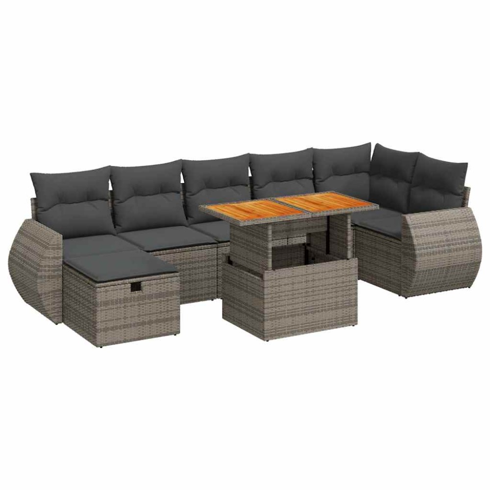 vidaXL Set canapea de grădină cu perne, 5 piese, poliratan/lemn acacia
