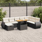 vidaXL Set mobilier grădină perne 9 piese negru poliratan/lemn acacia vidaXL Set mobilier grădină perne 9 piese negru poliratan/lemn acacia