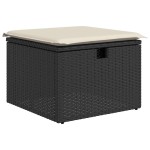 vidaXL Set mobilier grădină perne 9 piese negru poliratan/lemn acacia vidaXL Set mobilier grădină perne 9 piese negru poliratan/lemn acacia