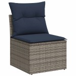 vidaXL Set mobilier grădină perne 9 piese gri poliratan/lemn acacia vidaXL Set mobilier grădină perne 9 piese gri poliratan/lemn acacia