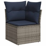 vidaXL Set mobilier grădină perne 9 piese gri poliratan/lemn acacia vidaXL Set mobilier grădină perne 9 piese gri poliratan/lemn acacia