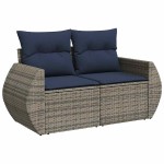vidaXL Set mobilier grădină perne 9 piese gri poliratan/lemn acacia vidaXL Set mobilier grădină perne 9 piese gri poliratan/lemn acacia