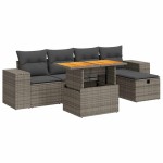 vidaXL Set mobilier grădină cu perne 6 piese gri poliratan/lemn acacia