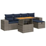 vidaXL Set mobilier grădină perne 6 piese negru poliratan/lemn acacia vidaXL Set mobilier grădină perne 6 piese negru poliratan/lemn acacia