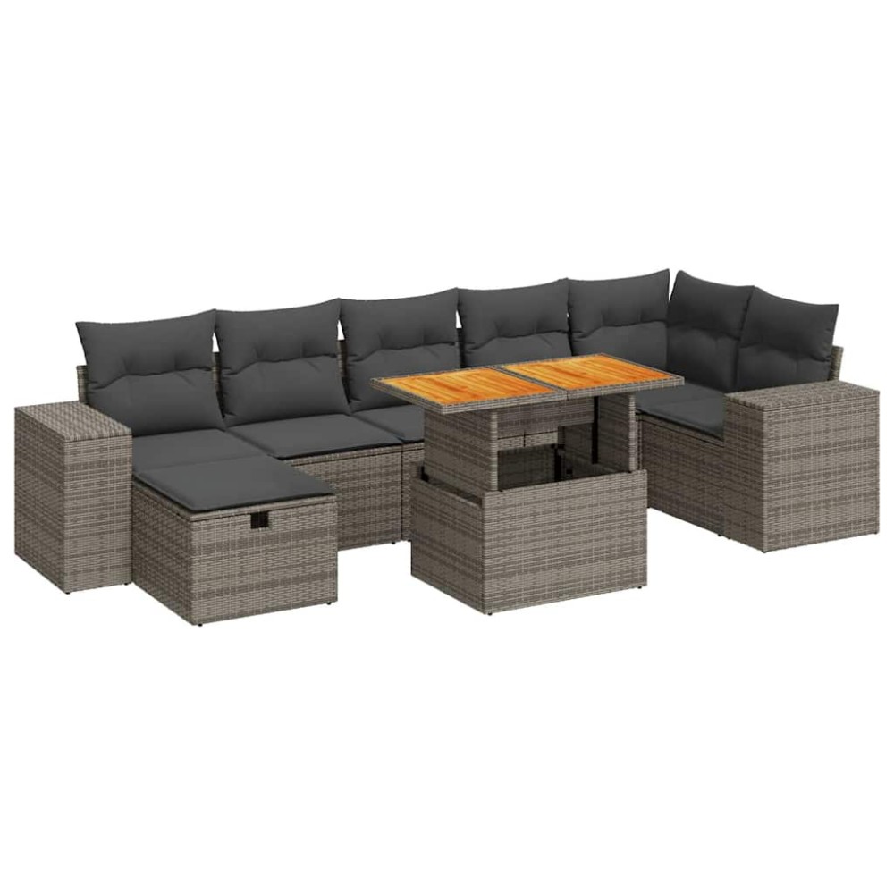 vidaXL Set canapea de grădină cu perne, 5 piese, poliratan/lemn acacia